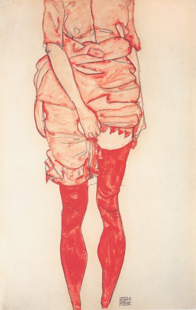 Standing Woman in Red by Egon Schiele